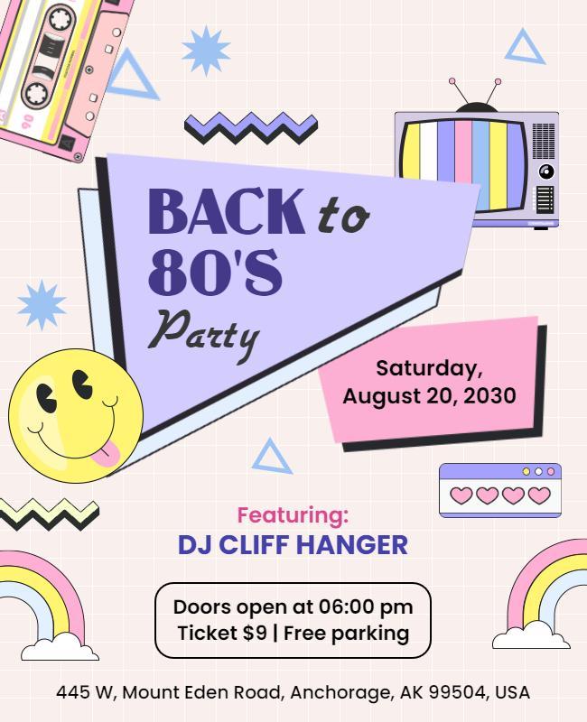 Retro 80s Party Event Flyer Template