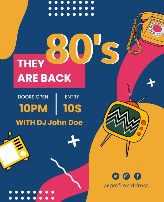 Retro 80's Themed Party Event Poster Template