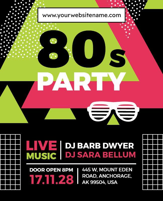 Vibrant 80s Retro Dance Party Flyer Template