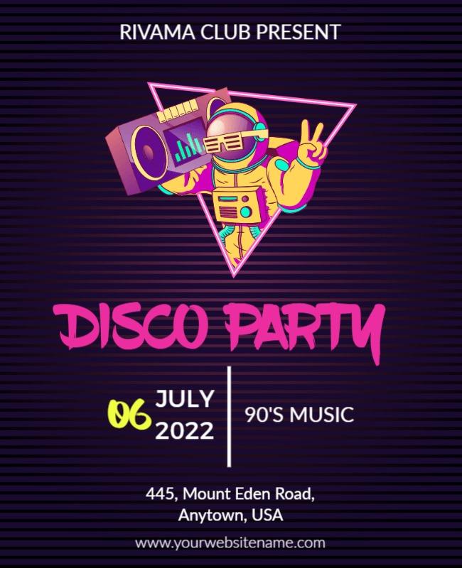 Retro 90s Disco Party Music Flyer Template