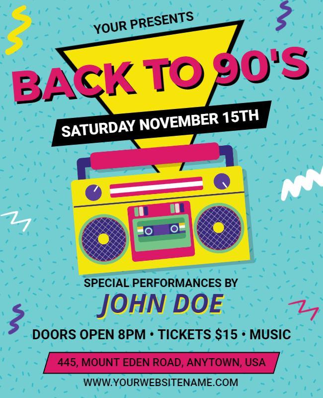 Retro 90s Music Party Event Flyer Template