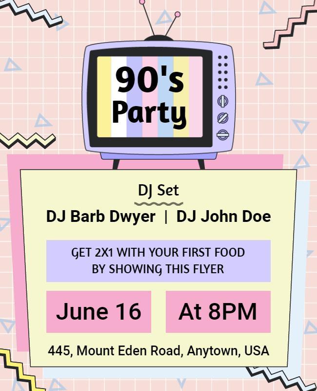 Retro 90s Theme Party Flyer Template