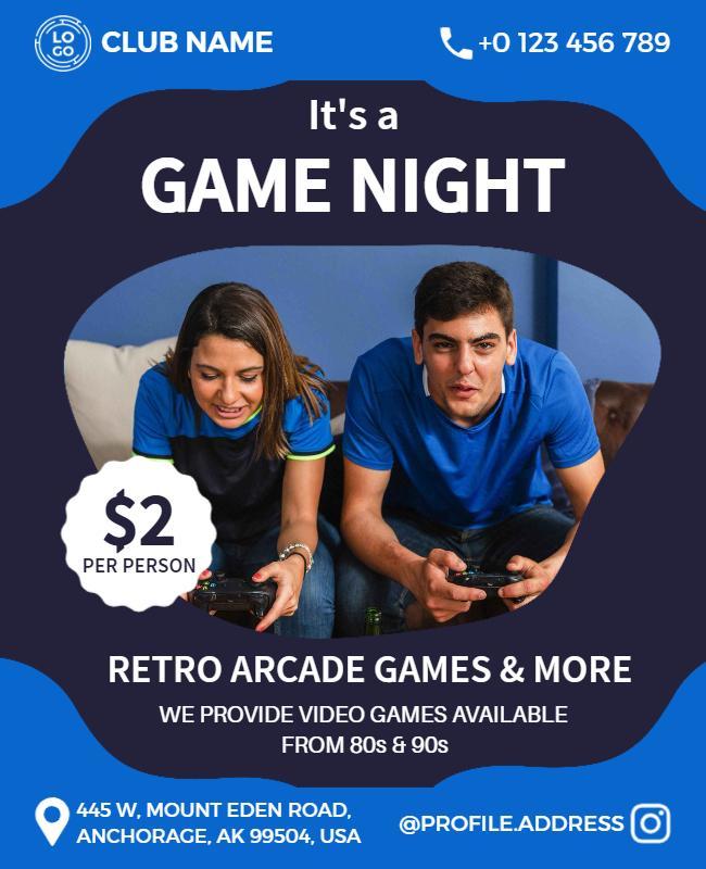 Retro Arcade Game Night Event Flyer Template