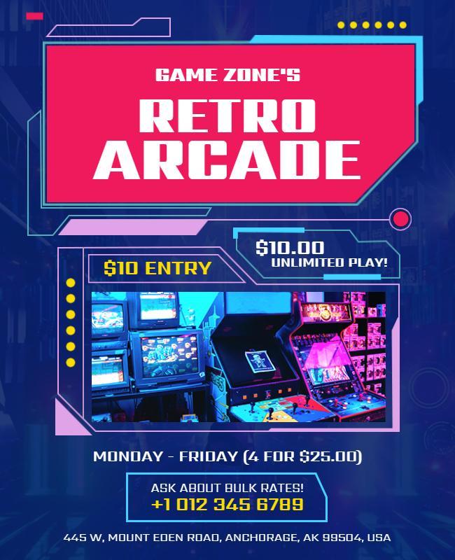 Retro Arcade Gaming Night Flyer Template