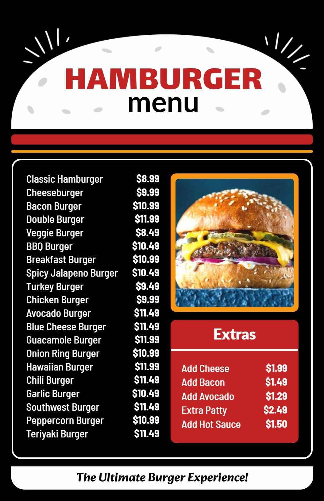 Retro Black and White Hamburger Menu Template