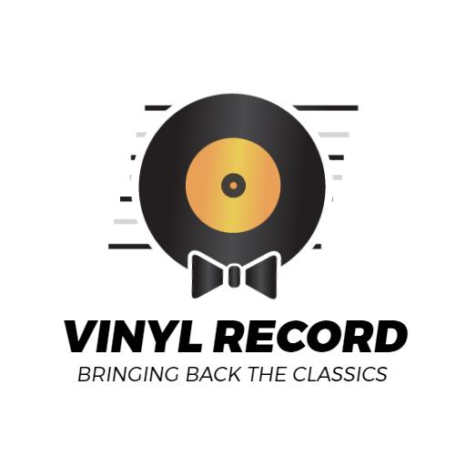 Retro Black Vinyl Record Design Celebrating Classic Music Logo Template