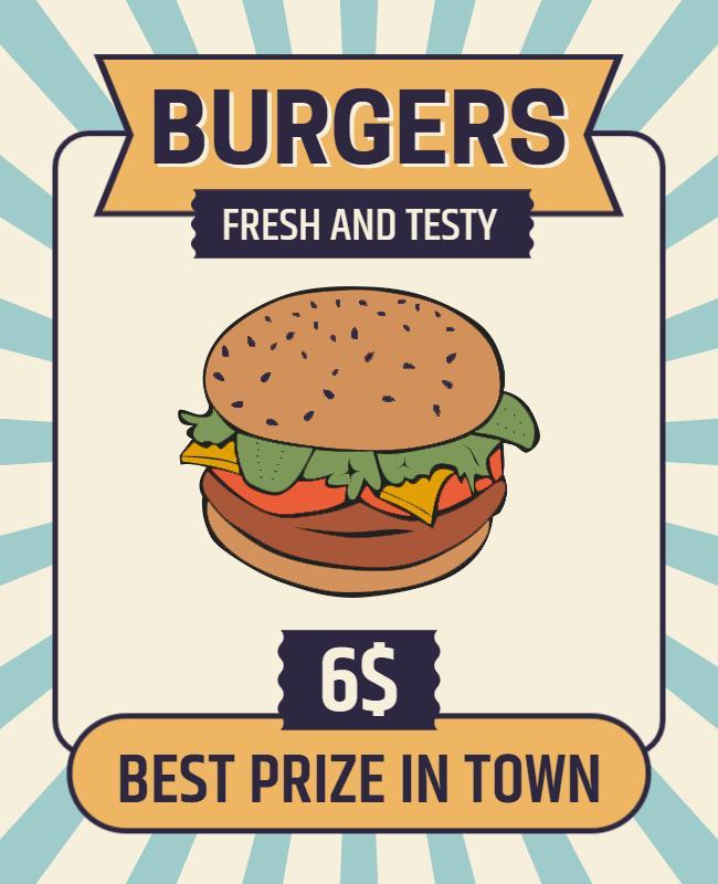 Retro Burst Design for Tasty Burger Promotion Poster Template