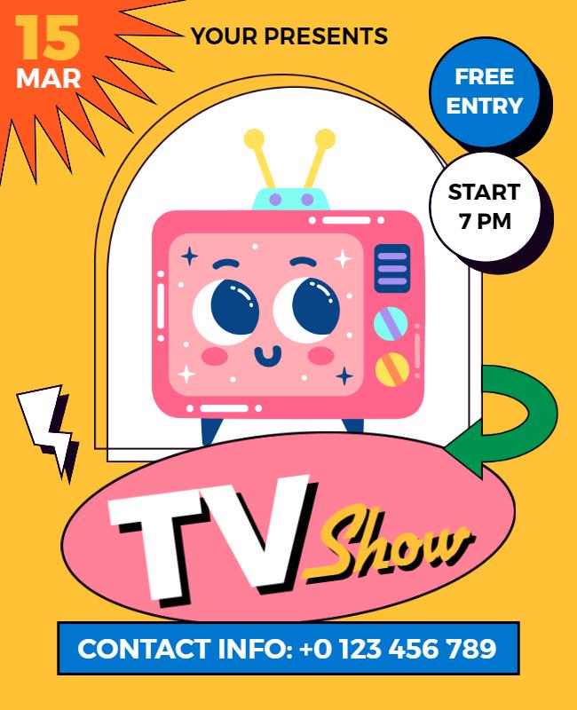 Retro Cartoon Tv Show Event Flyer Template