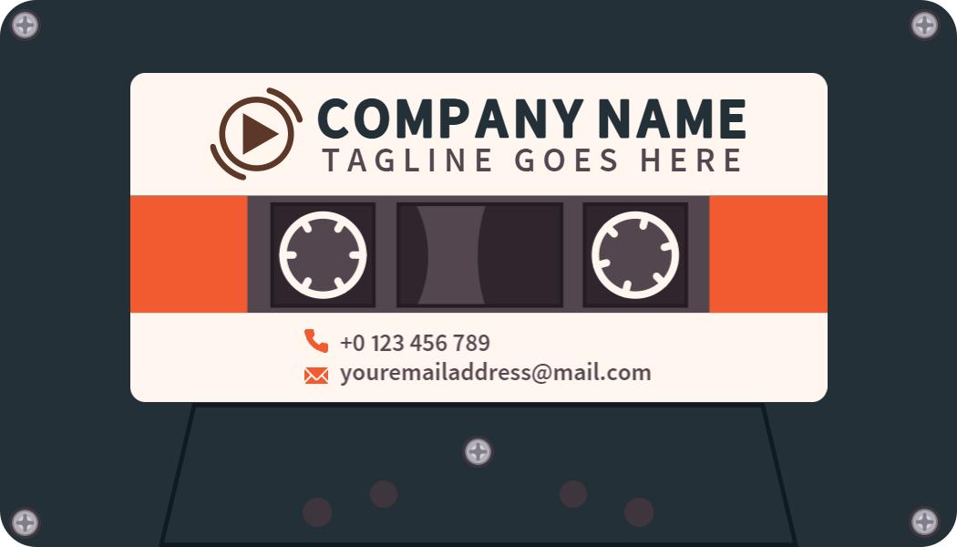 Retro Cassette Design for Music Industry Business Card Template