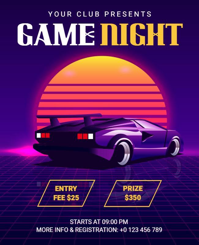 Retro Club Game Night Event Flyer Template