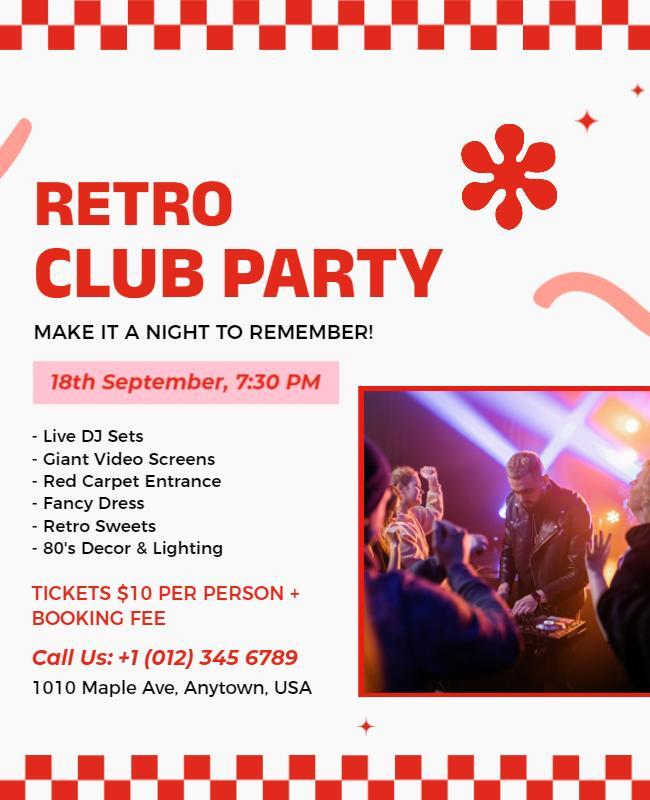 Retro Club Night Party Event Flyer Template