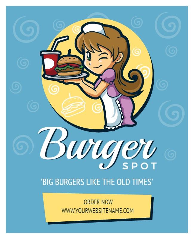 Retro Diner Burger Promotion Flyer Template