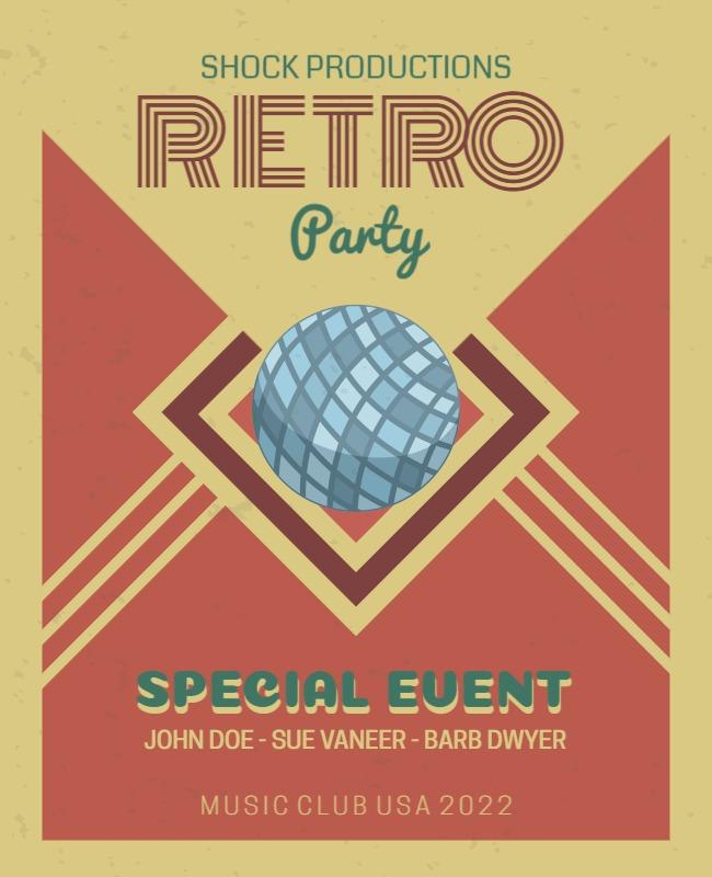 Retro Disco Themed Event Celebration Party Poster Template