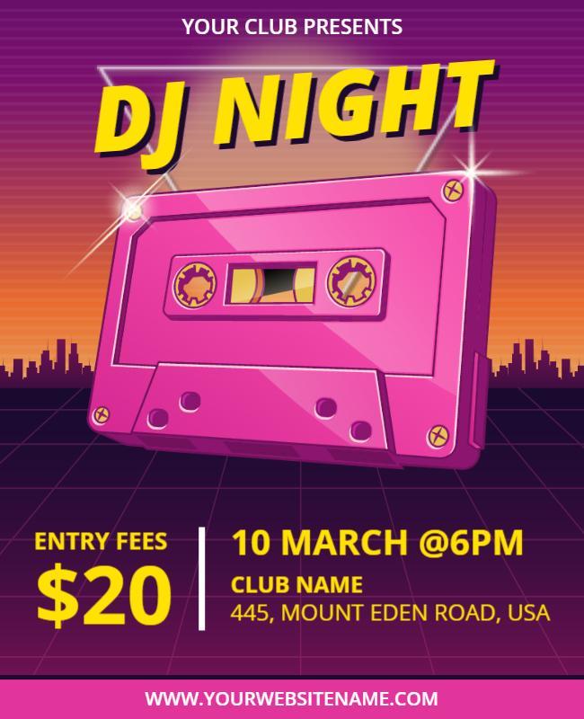 Retro Dj Night Club Event Flyer Template