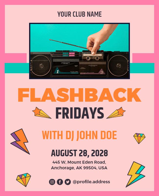 Retro Flashback Fridays Club Event Flyer Template