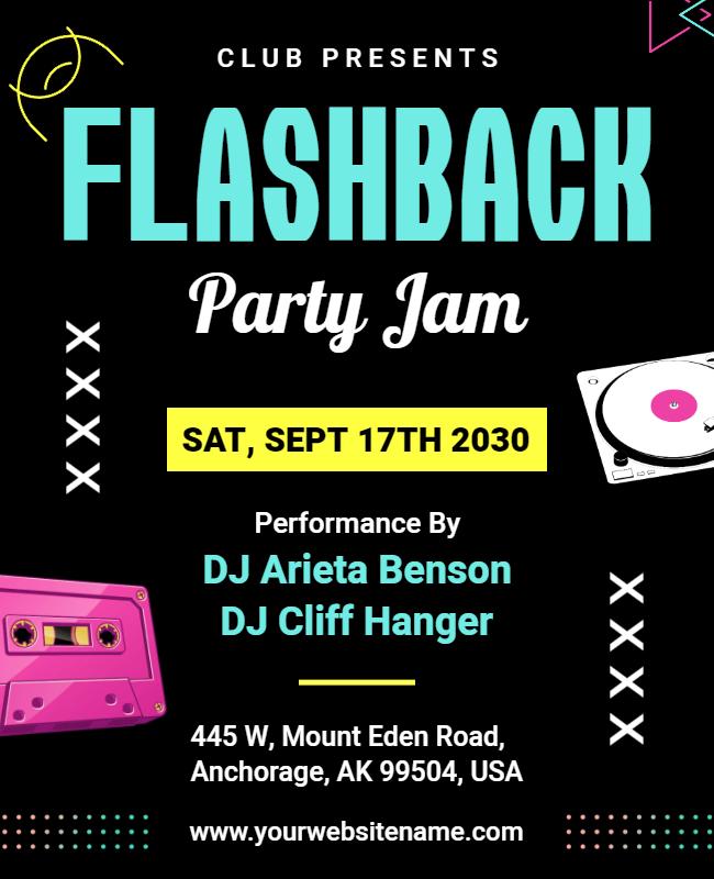 Retro Flashback Party Jam Event Flyer Template