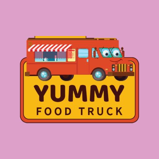 Retro Food Truck Design with Yummy Treats and Fun Logo Template