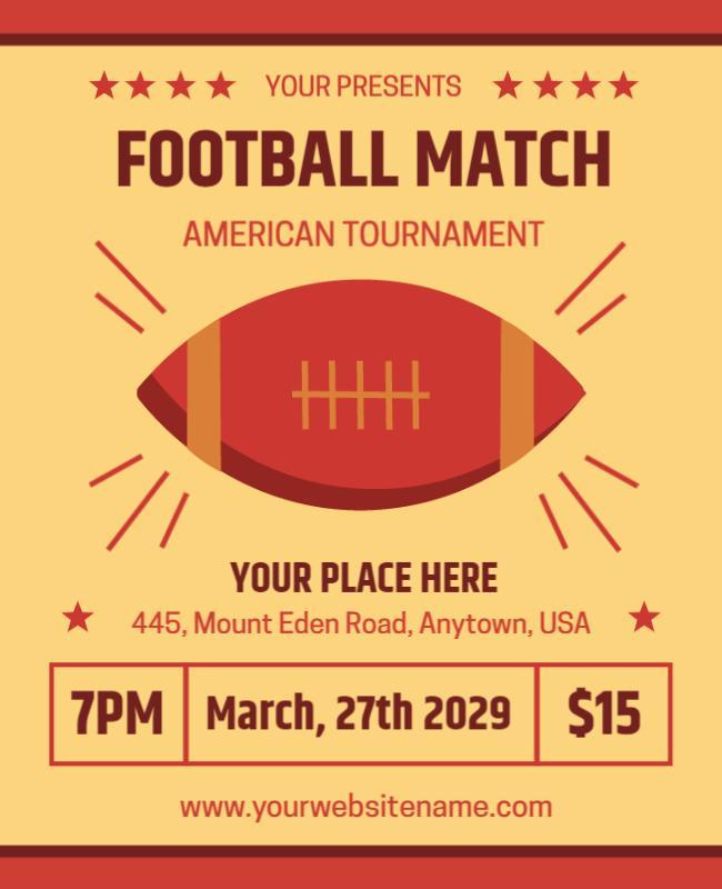 Retro Football Match American Tournament Event Poster Template