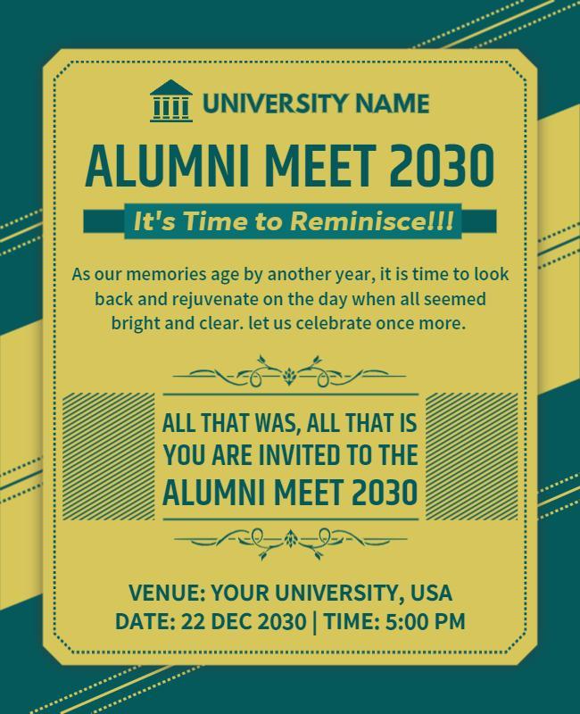 Retro Green Alumni Reunion Celebration Event Poster Template