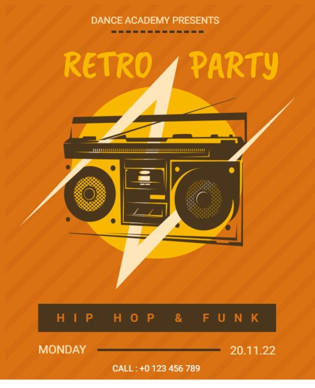 Retro Hip Hop and Funk Party Flyer Template