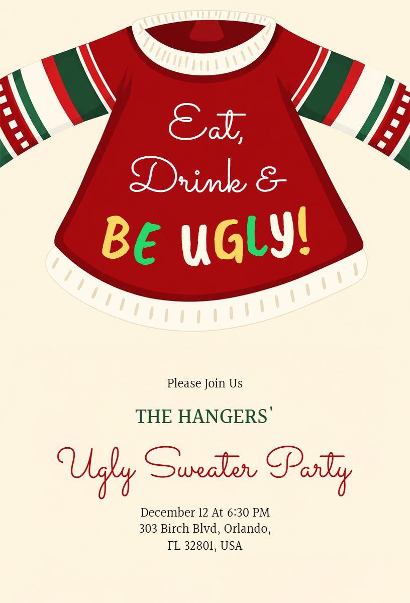 Retro Holiday Ugly Sweater Bash Invitation Template