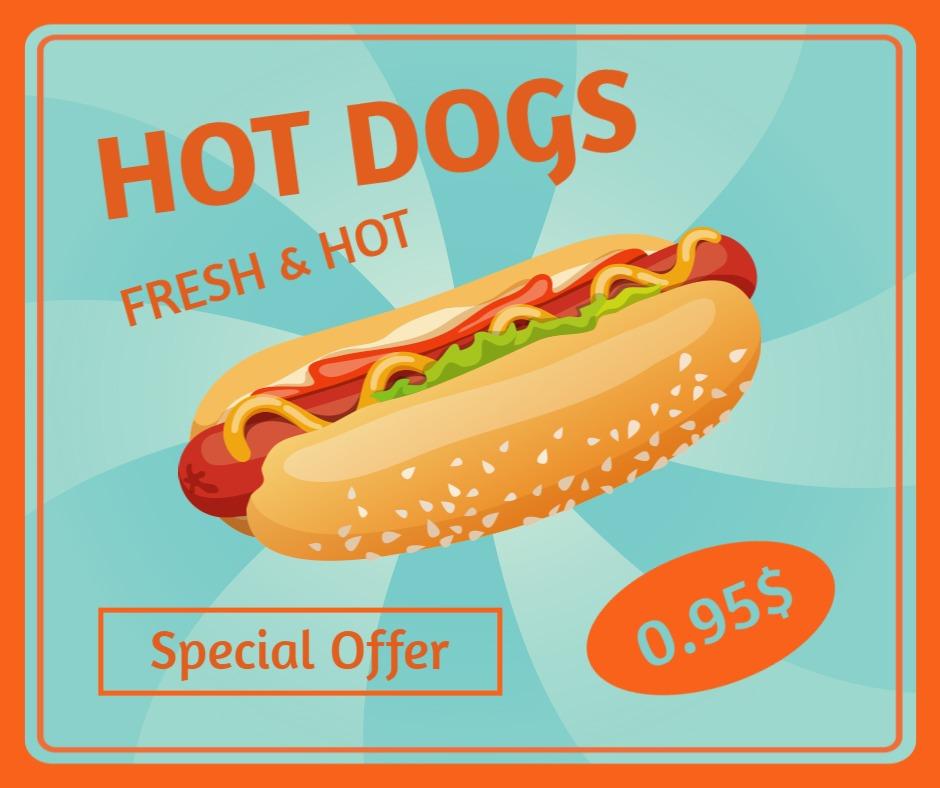 Retro Hot Dog Special Offer with Vibrant Colors Ad Template