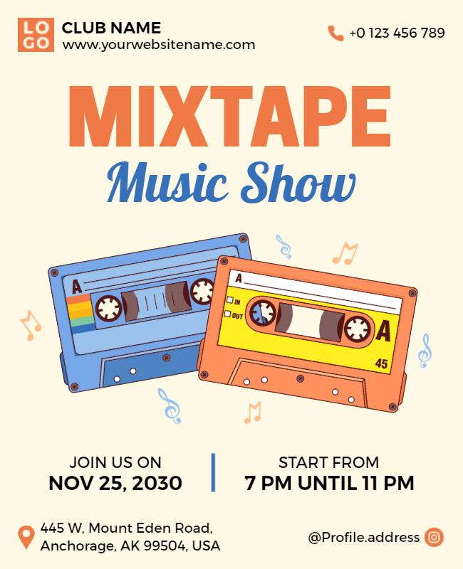 Retro Mixtape Music Show Flyer Template