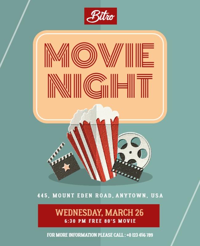 Retro Themed Movie Night Event Flyer Template