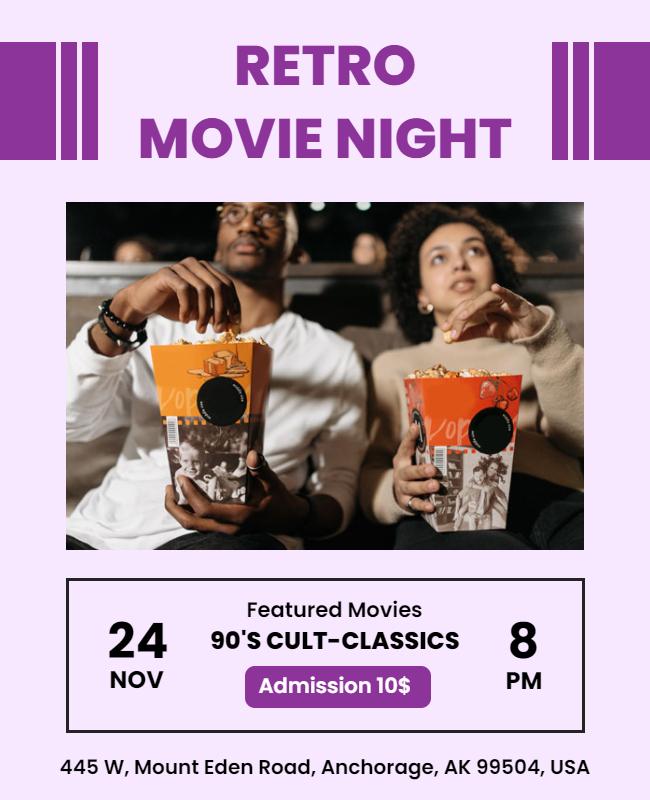 Retro Movie Night Event Flyer Template