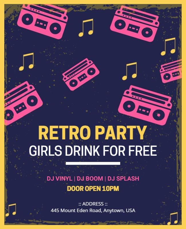 Retro Music Party Event Flyer Template