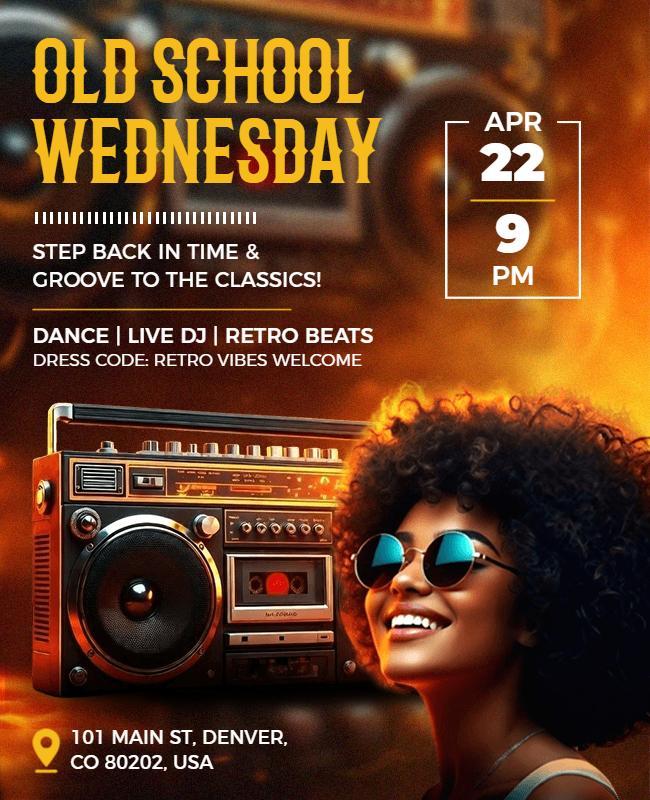 Retro Old School Wednesday Night Flyer Template