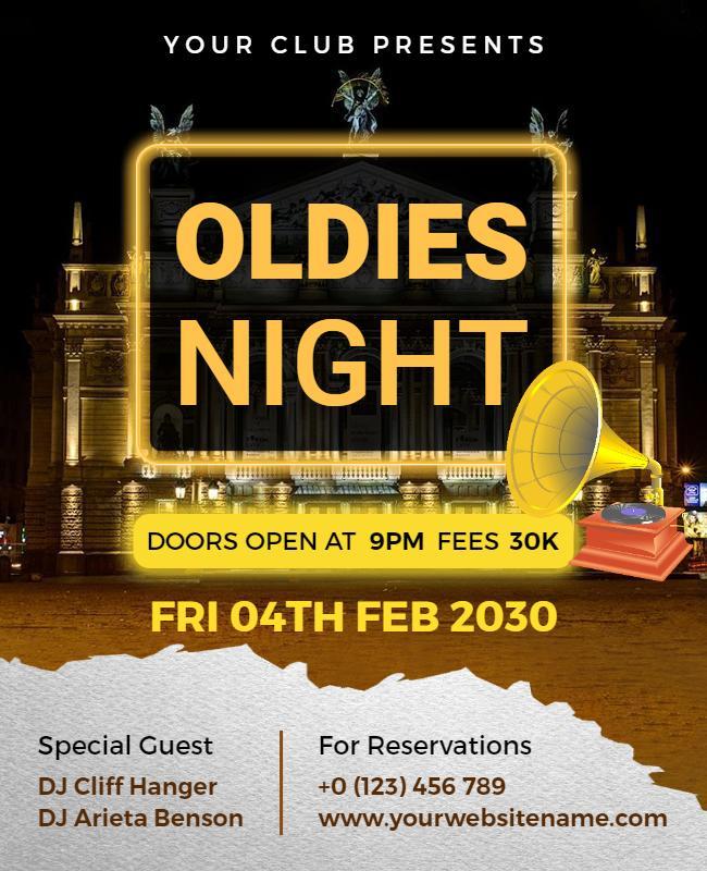 Retro Oldies Night Music Event Flyer Template