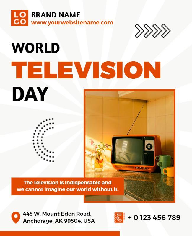 Retro Orange World Television Day Celebration Poster Template