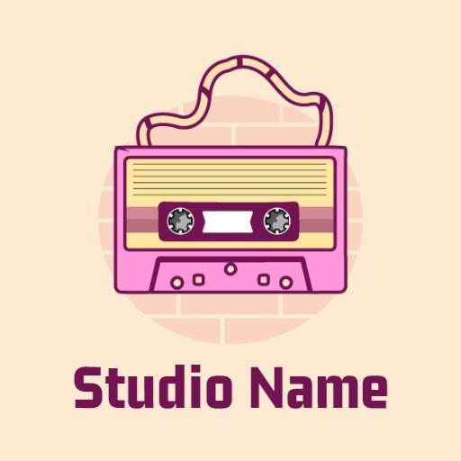 Retro Pink Cassette Tape Design for Music Studio Logo Template