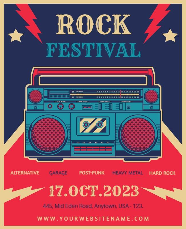 Retro Rock Music Festival Flyer Template