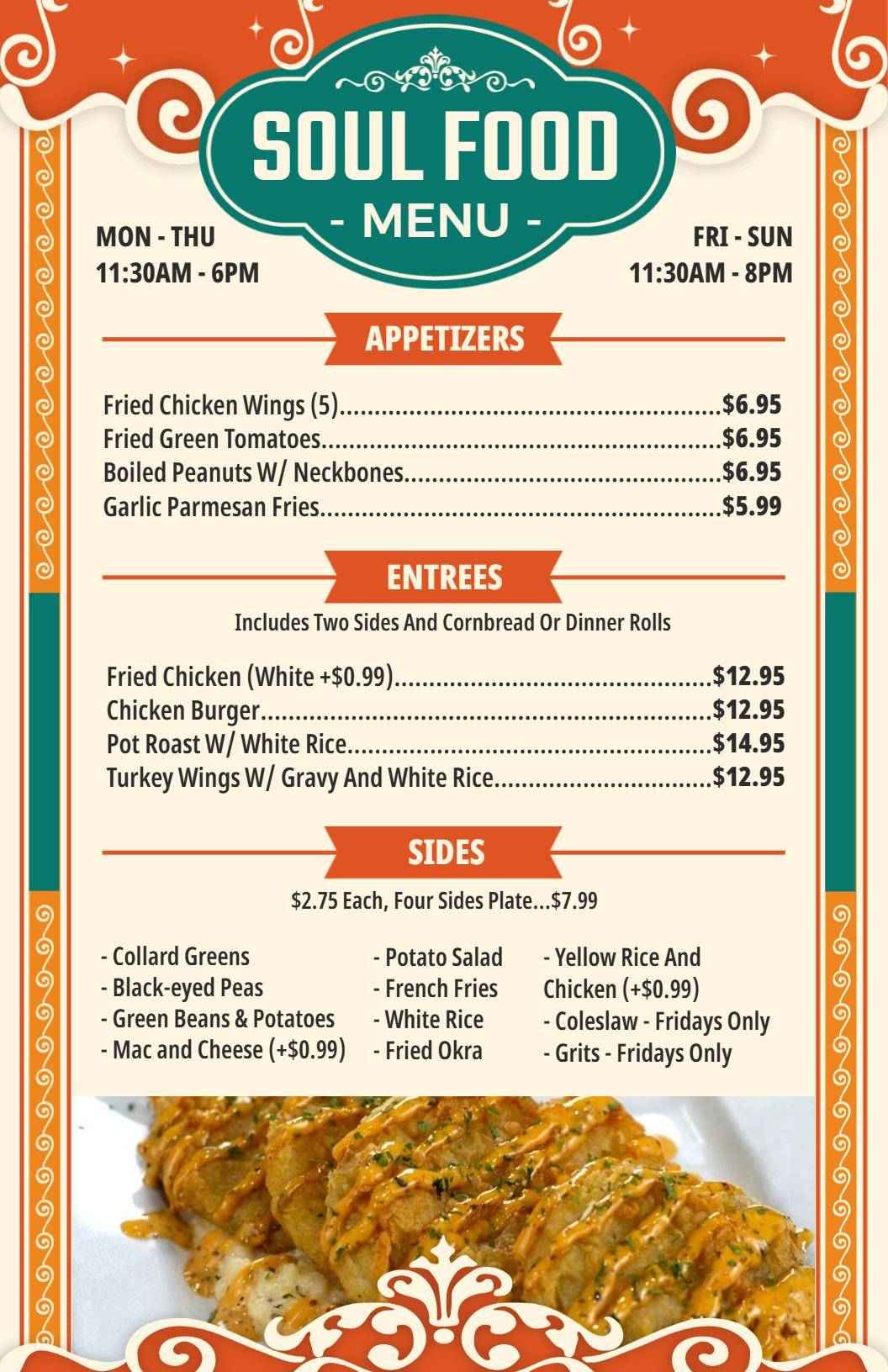 Retro Soul Food Restaurant Menu Template