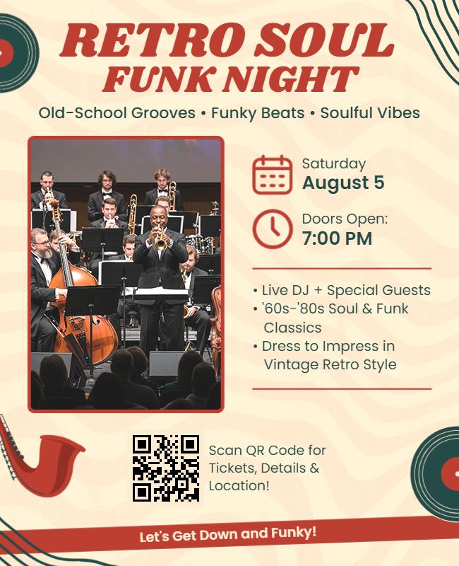 Retro Soul Funk Night Music Event Flyer Template