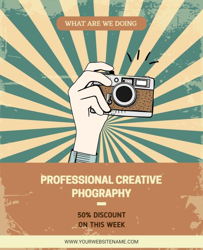 Retro Style Photography Discount Offer Poster Template