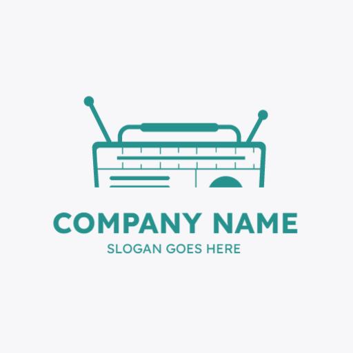 Retro Style Teal Radio Design for Broadcasting Logo Template