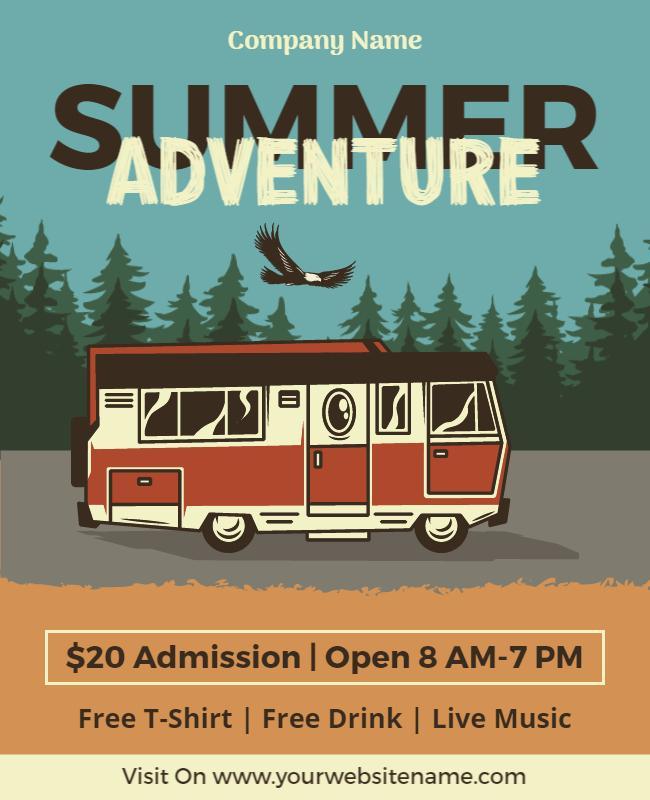 Retro Summer Adventure Camping Festival Poster Template