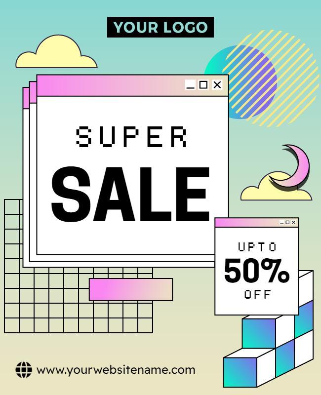 Retro Super Sale Discount Flyer Template