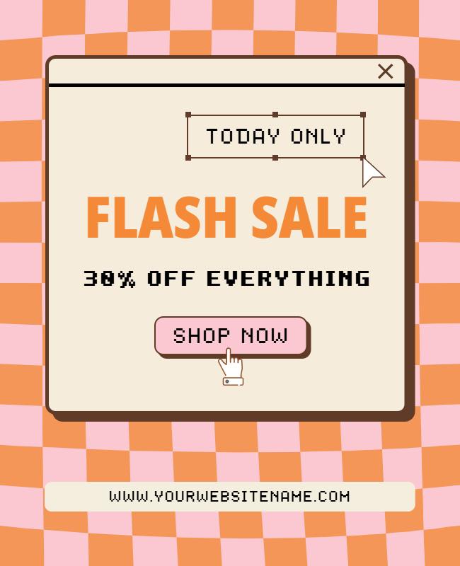 Retro Theme Flash Sale Discount Promotion Flyer Template