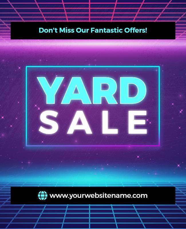 Retro Themed Yard Sale Announcement Flyer Template