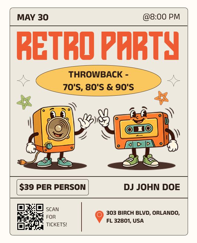 Retro Throwback Party Event Flyer Template