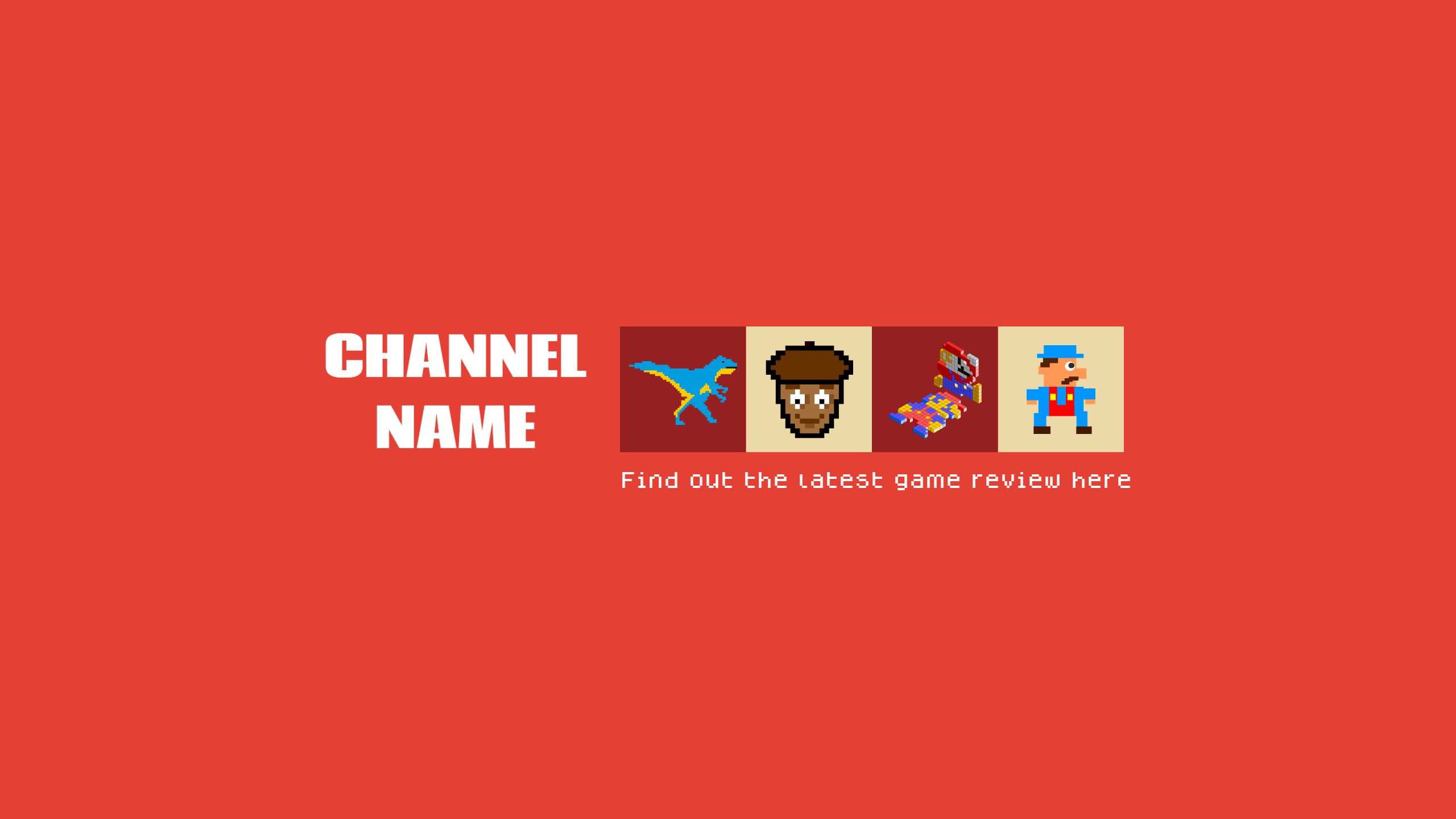 Retro Video Game Characters on Bright Red YouTube Banner Template