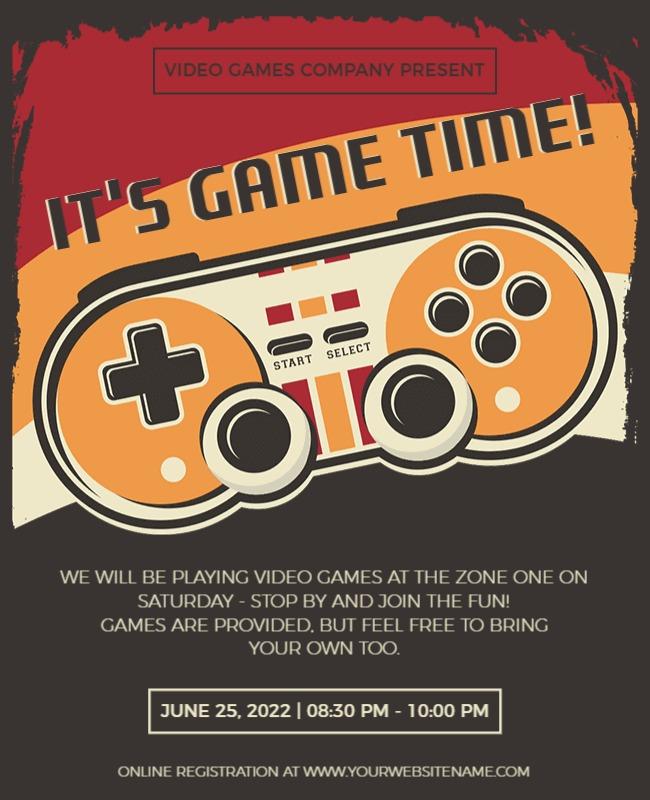 Retro Video Game Controller Fun Event Poster Template