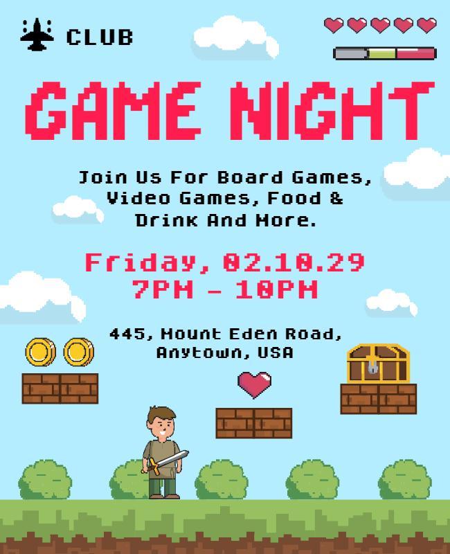 Retro Video Game Night Event Flyer Template