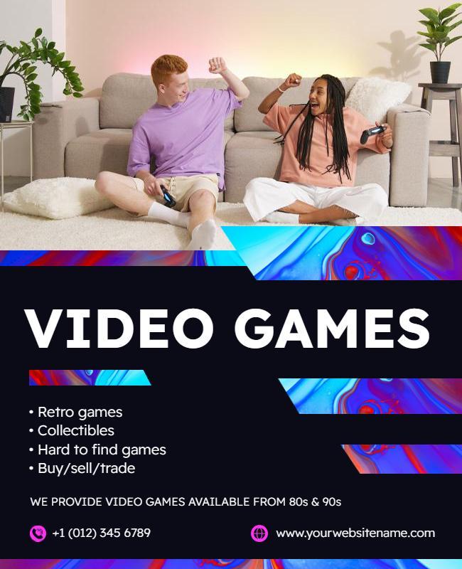 Retro Video Games Buy and Sell Flyer Template