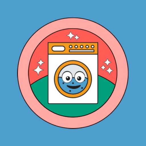 Retro Washing Machine Design with Playful Features Logo Template