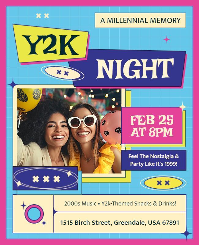 Retro Y2k Night Celebration Flyer Template